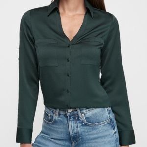 Express Portofino Dark Green Button Down Shirt